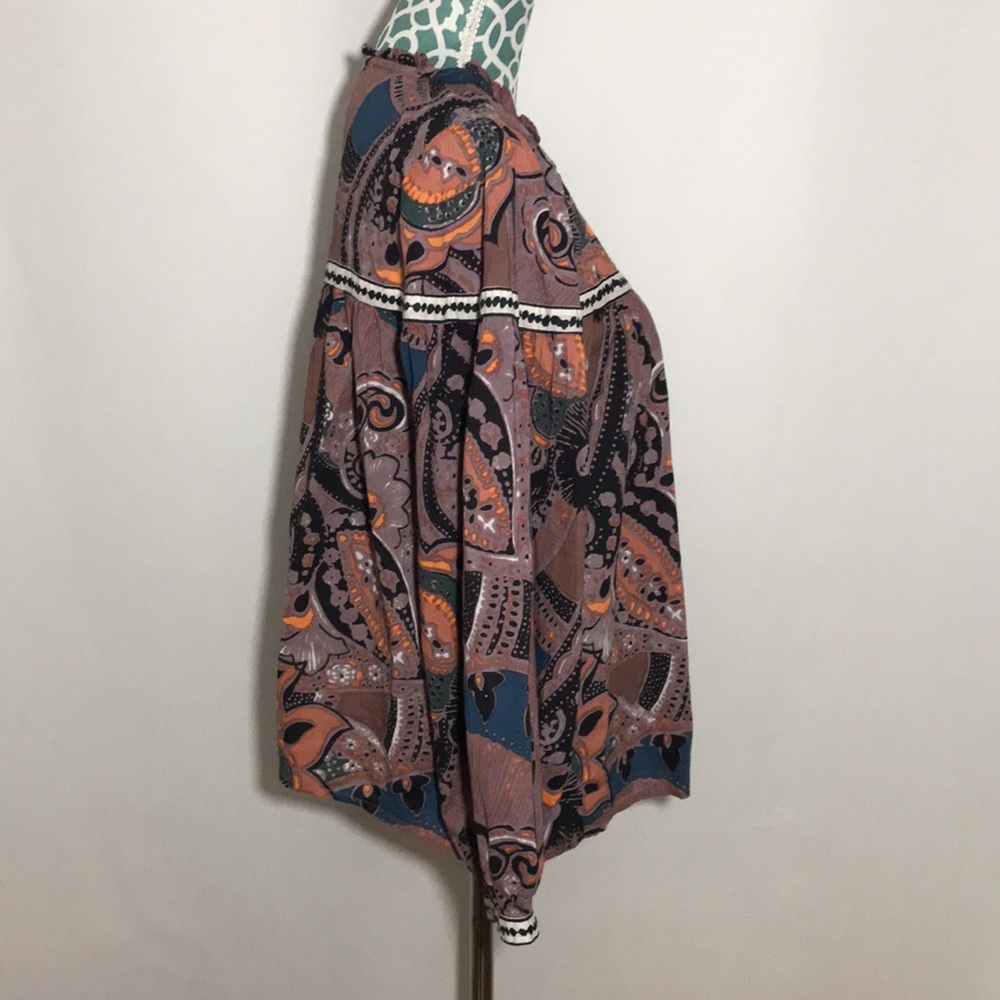 Cleobella Karla Mixed Boho Floral Organic Cotton Voile Top Blouse Size Medium US